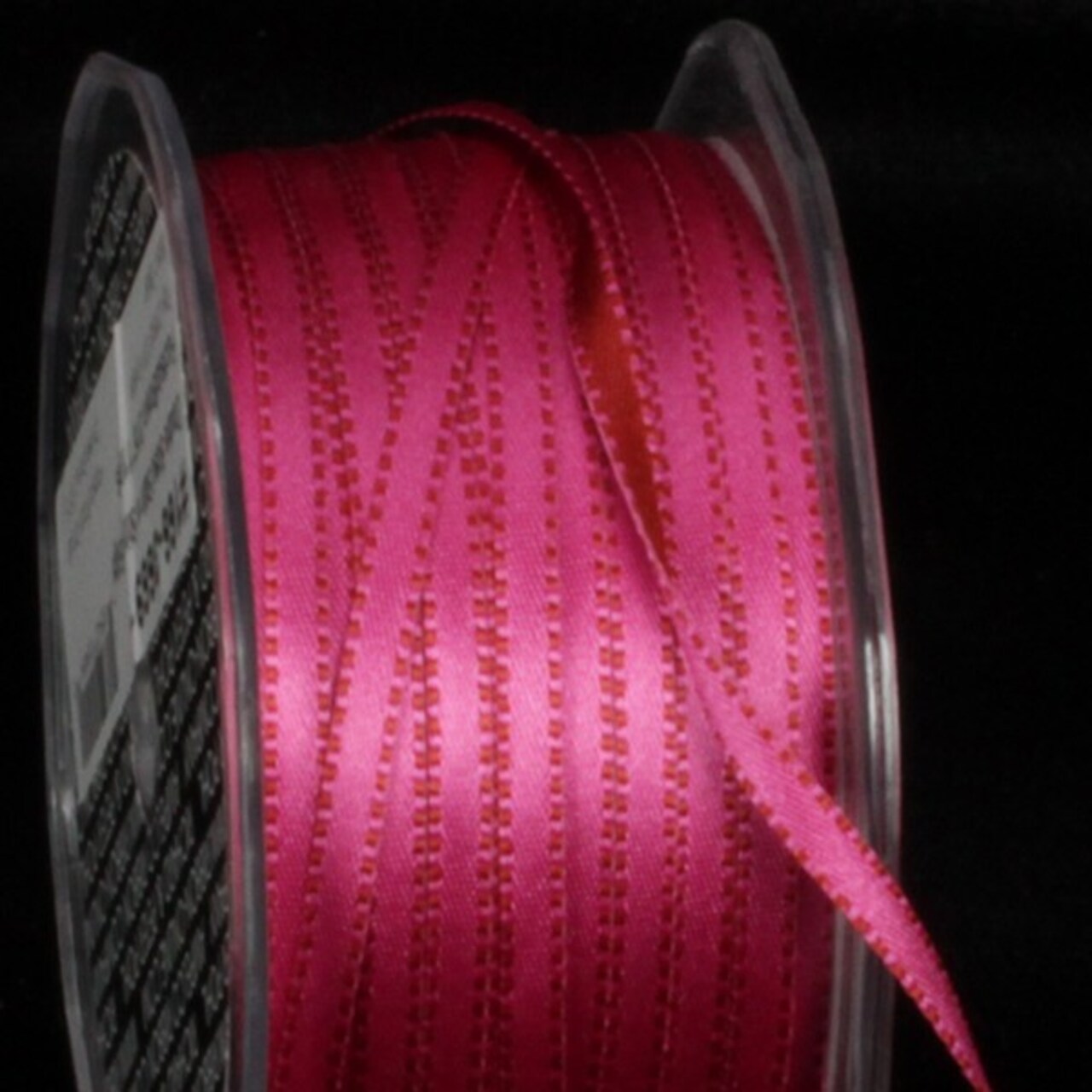 The Ribbon People Fuchsia Pink and Brown Double Sided Craft Ribbon with Stitch Edge 0.25" x 220 Yards